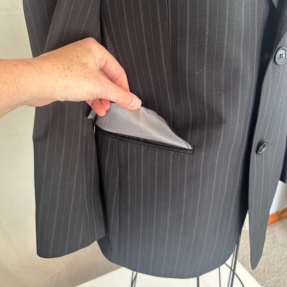 Pinstripe Palm Beach men’s suit jacket blazer 39 regular Delberts clothing black - Picture 4 of 15